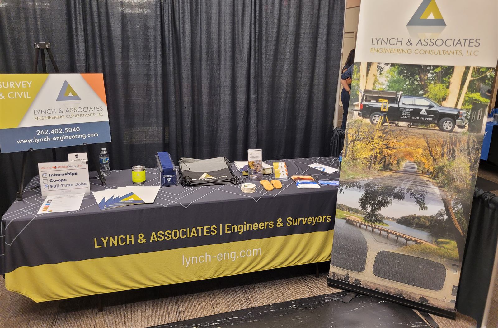 The Lynch & Associates booth at a fall 2026 engineering career fair