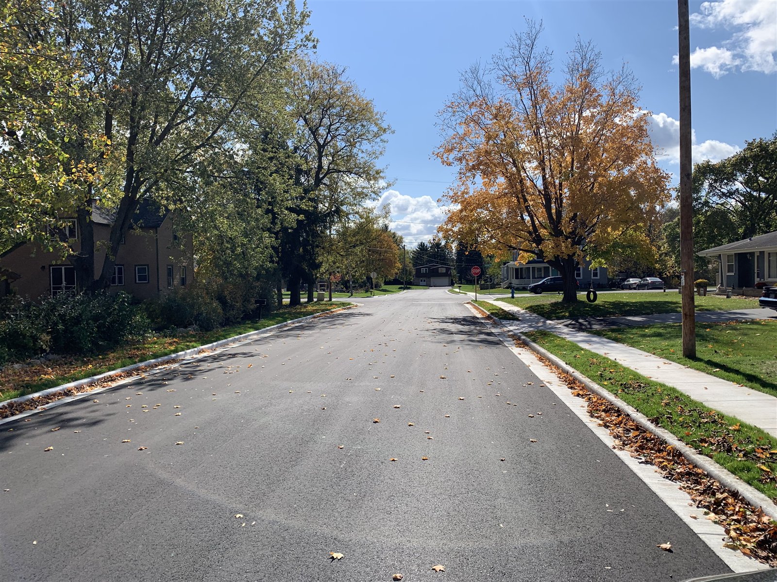 Completed Bellview Avenue with new sidewalks and urban cross-section