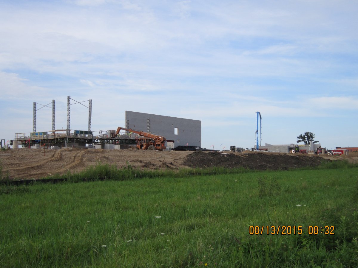 Dealership building under construction on the Mukwonago site