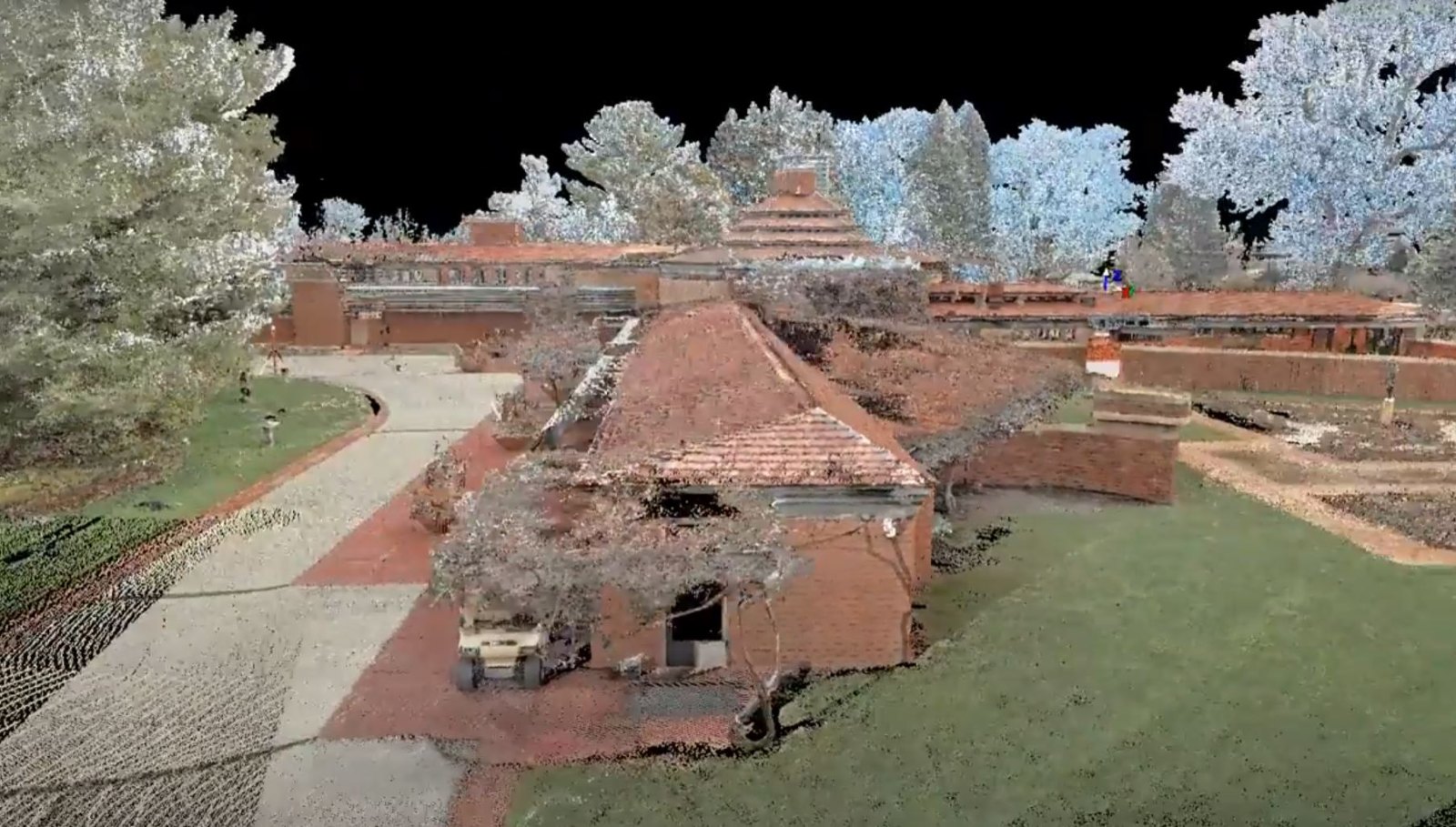 Point-cloud model of the Wingspread estate captured by 3D laser scanning
