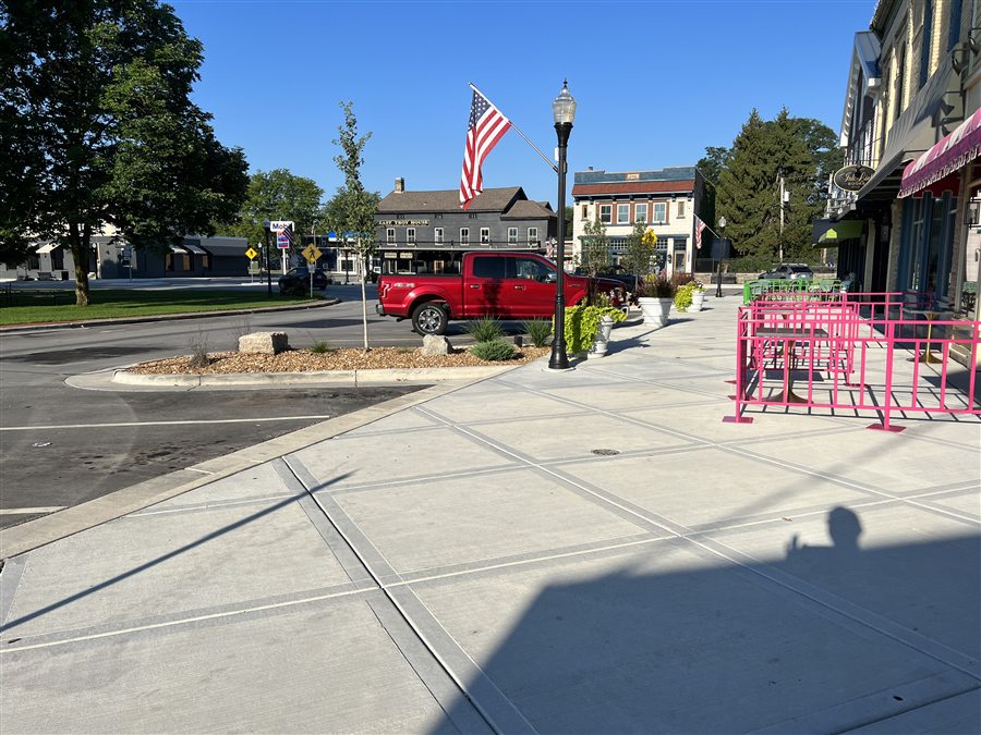 Finished decorative walks and planters around the reconstructed East Troy Village Square