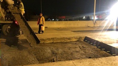 Night concrete base patching on the I-41 freeway corridor