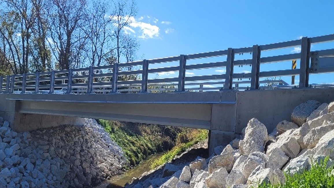 Completed Mt. Tom Road bridge over Hoosier Creek Canal