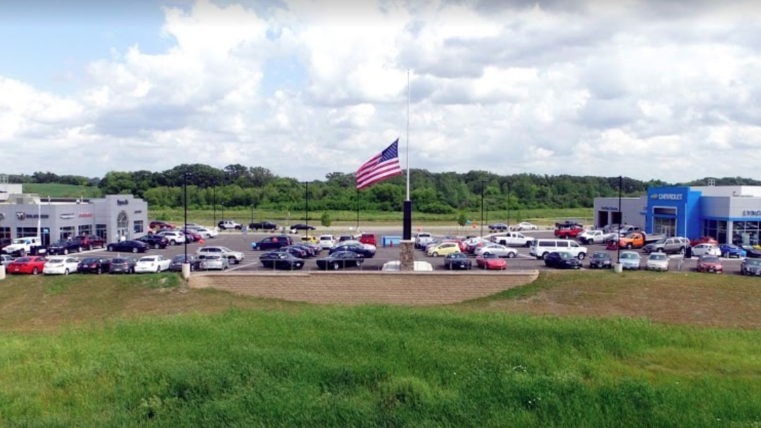 The completed Lynch Mukwonago dealership campus with Chrysler/Jeep and Chevrolet buildings