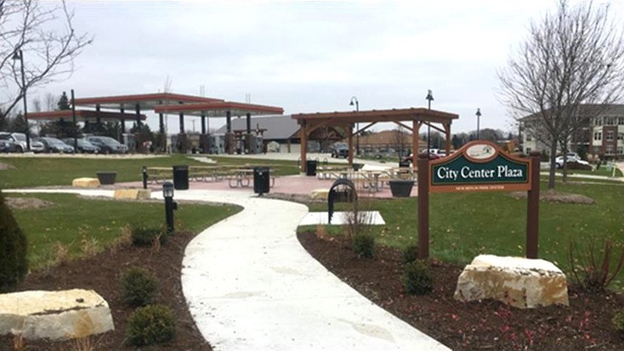New Berlin Farmers Market pavilion, plaza, and gathering space