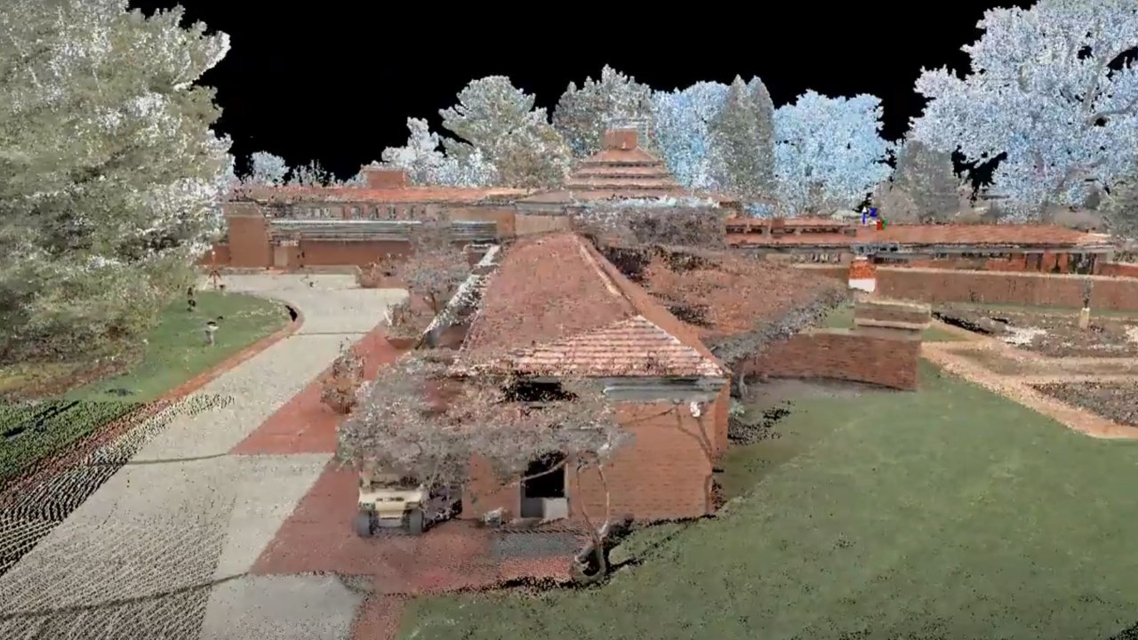 3D laser scan point cloud of the historic Wingspread estate in Racine